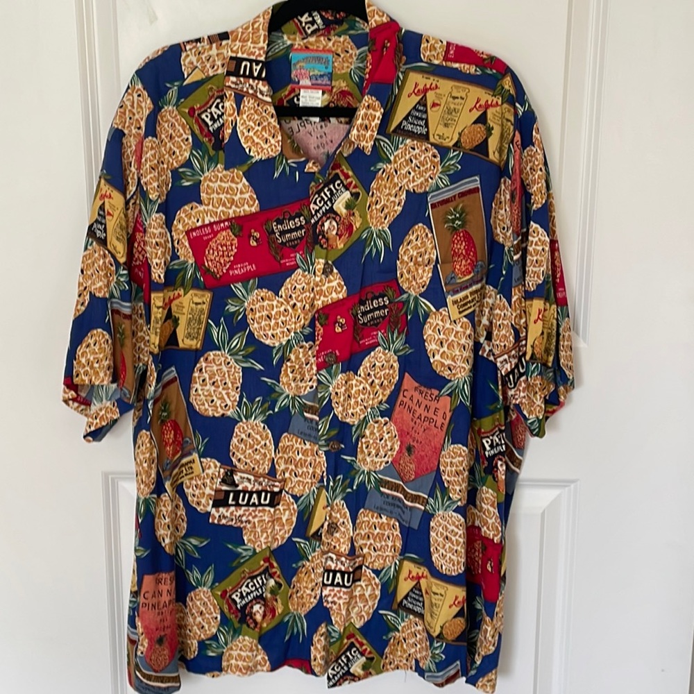 Vintage Joe Kealohas Hawaiian Shirt Pineapple Theme XL Luau Vacation